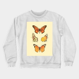 Orange Butterflies Vintage Illustration 70s Style Crewneck Sweatshirt